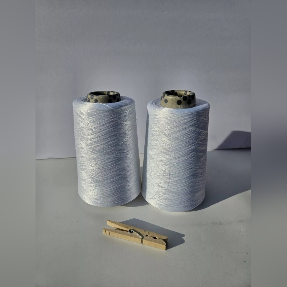 Bulk White Sewing Embroidery Spool Poly Thread 2 Pack 2 pounds Total NOS 9004